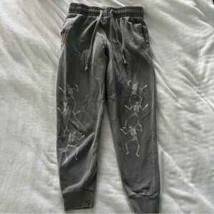Brandy Melville skeleton grey wash joggers